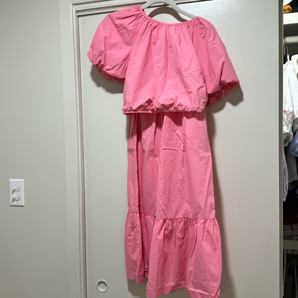 Pink puffer top and separate skirt